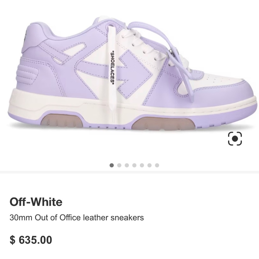 BRAND NEW Off-White Out of Office Leather Sneakers in Lilac/White